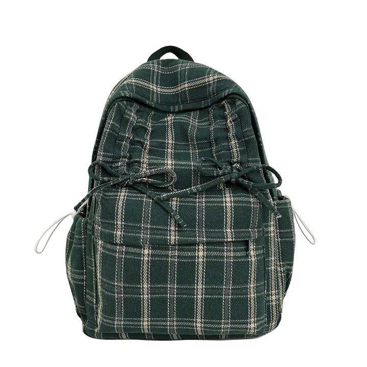Checked Casual Drawstring Backpack Bowlift
