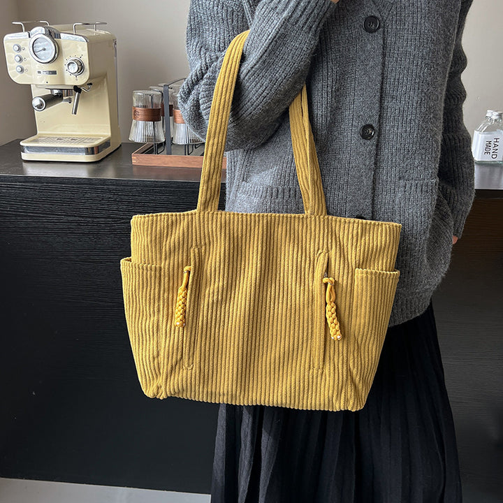 Corduroy Multi-Pocket Tote Bag Bowlift