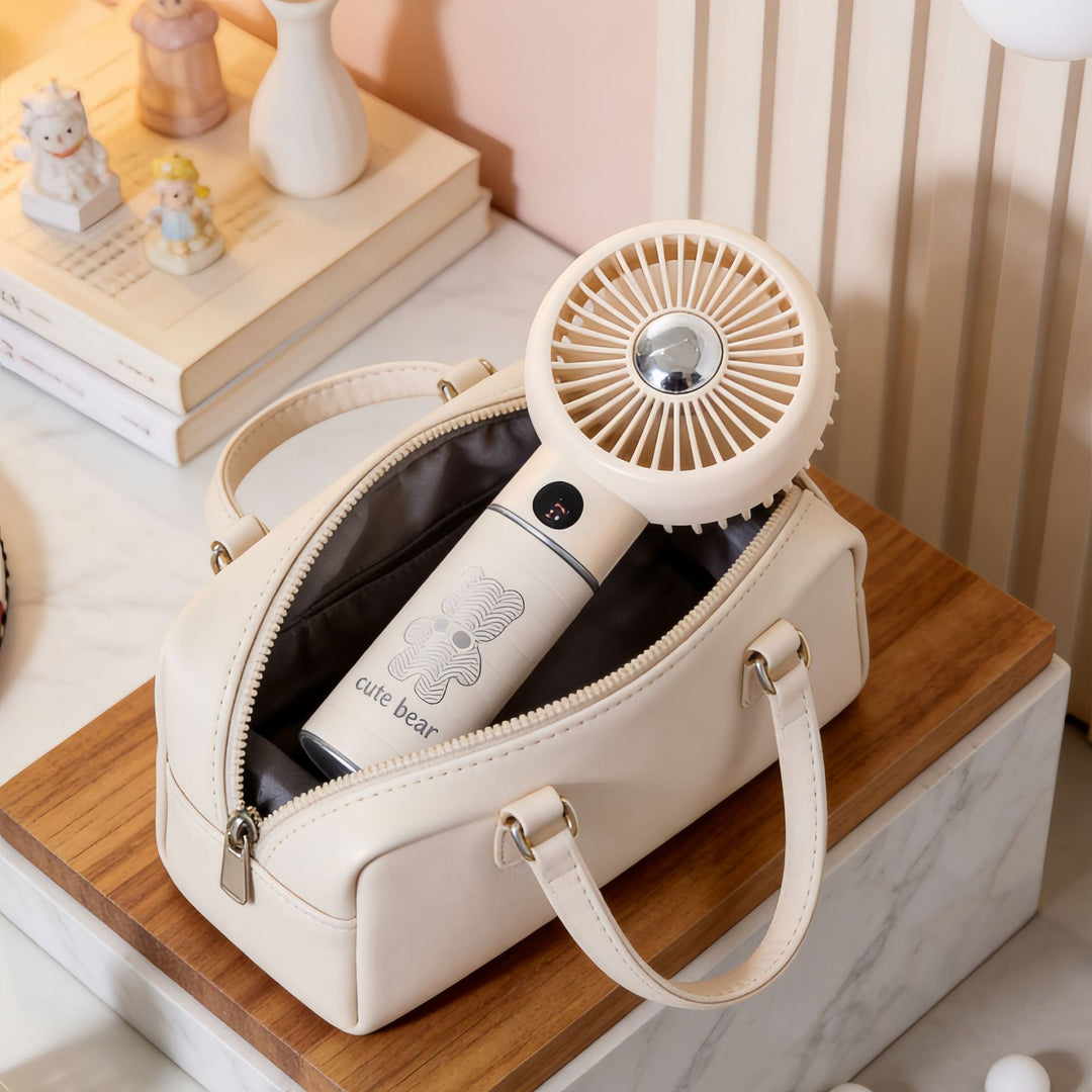 Women's Portable Mini Fan with Digital Display Bowlift