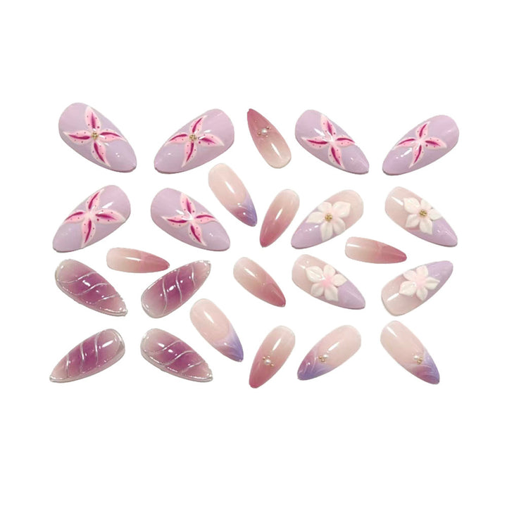 Artificial nails in elegant stiletto design with floral accent Bowlift