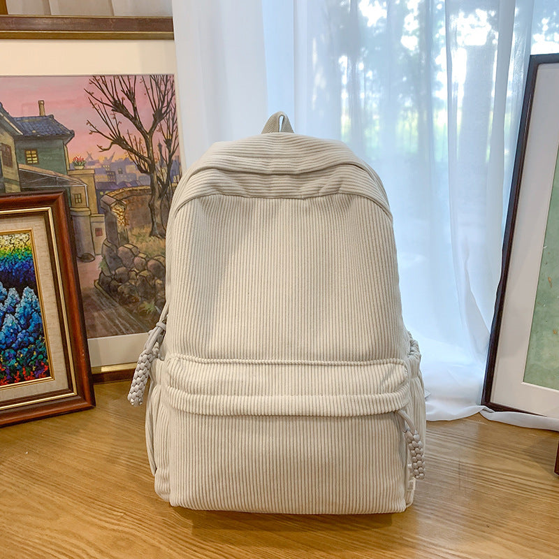 Corduroy Textured Backpack Bowlift
