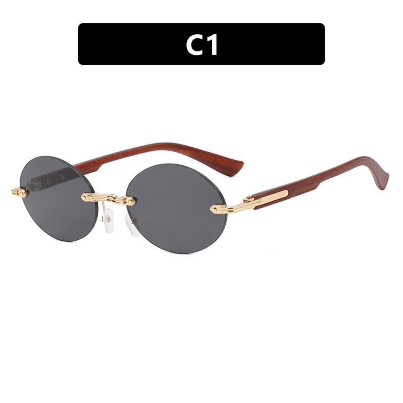 Women's round sunglasses with elegant wooden frame and UV protection Bowlift