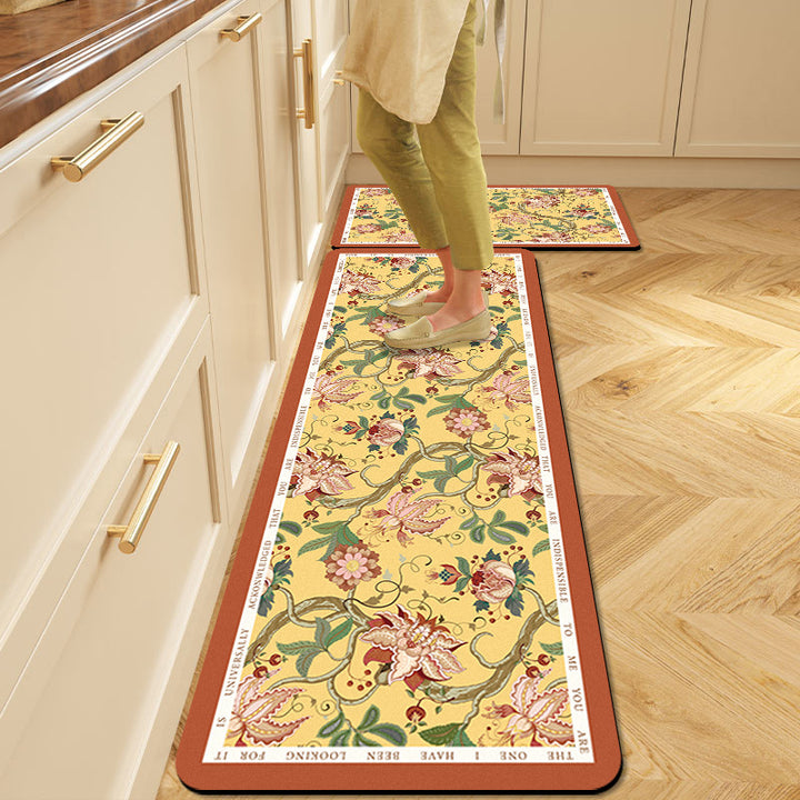 Floral Pattern Kitchen Comfort Mat