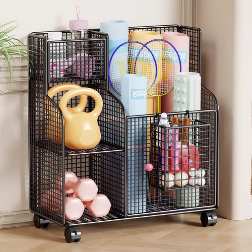 Compact Over-Cabinet Hanging Wire Grid Storage Basket with Dual Hooks