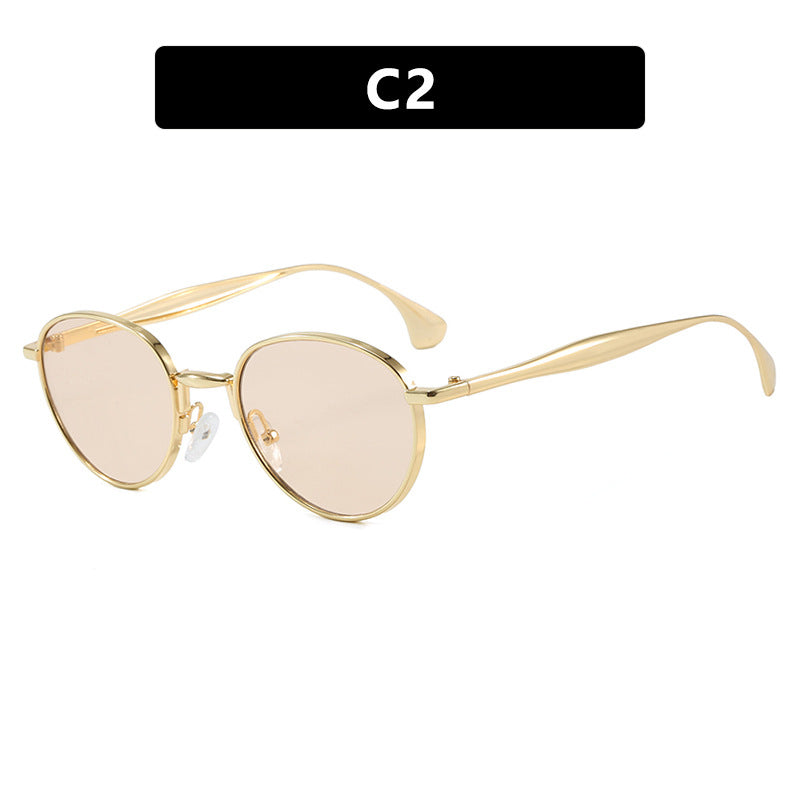 Women's round sunglasses with elegant metal frame and UV protection Bowlift