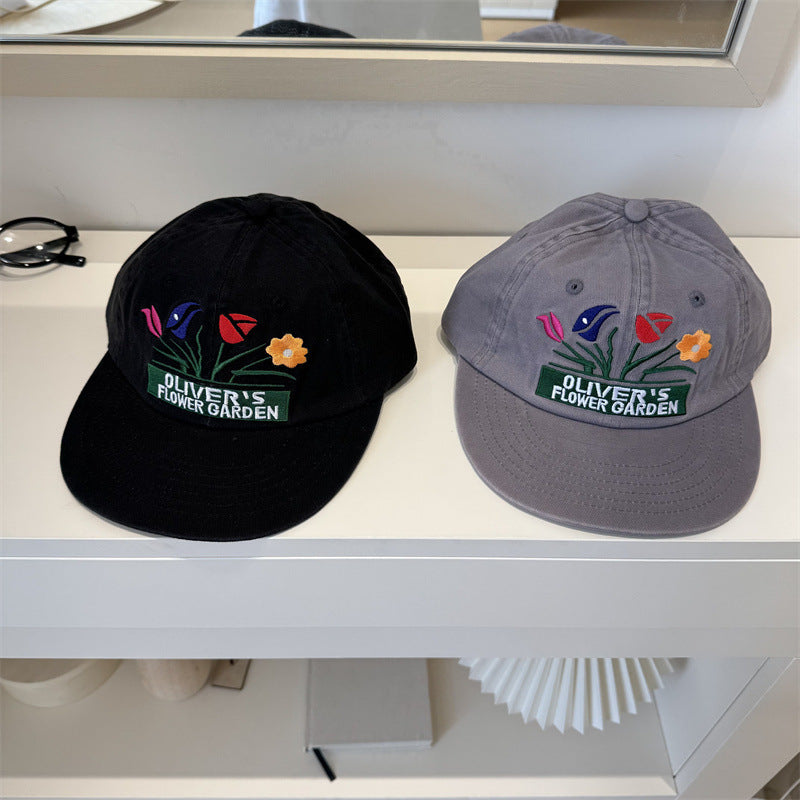 Men's Embroidered Floral Cap Bowlift