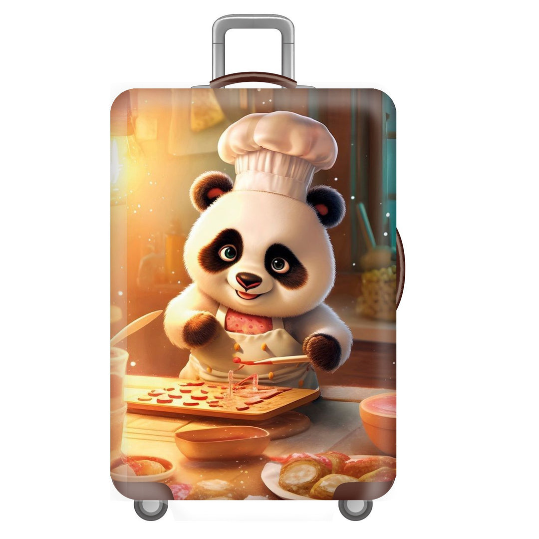 Unisex non-elastic suitcase cover for hard shell trolley with cute panda design, stretch protective cover with handle and wheel openings Bowlift