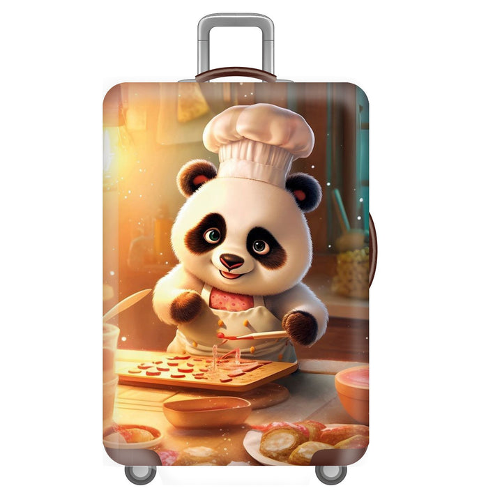 Unisex non-elastic suitcase cover for hard shell trolley with cute panda design, stretch protective cover with handle and wheel openings Bowlift