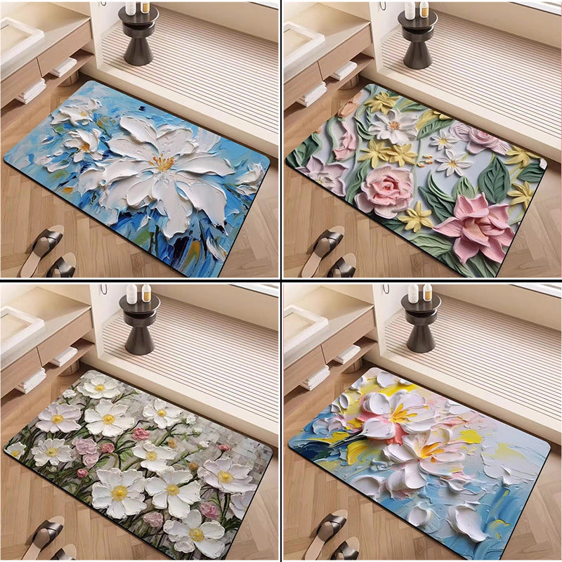 Luxury Textured Floral Bath Mat Bowlift