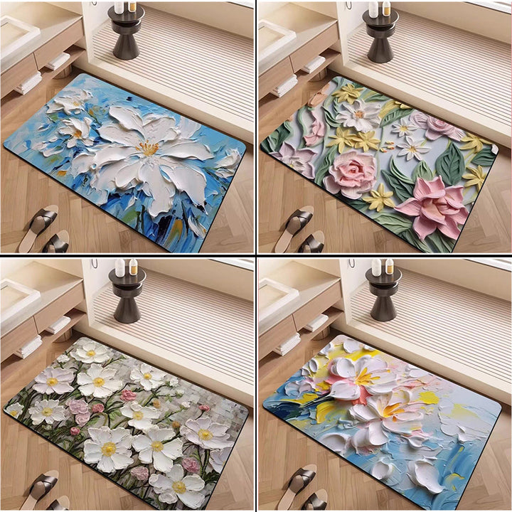 Luxury Textured Floral Bath Mat Bowlift