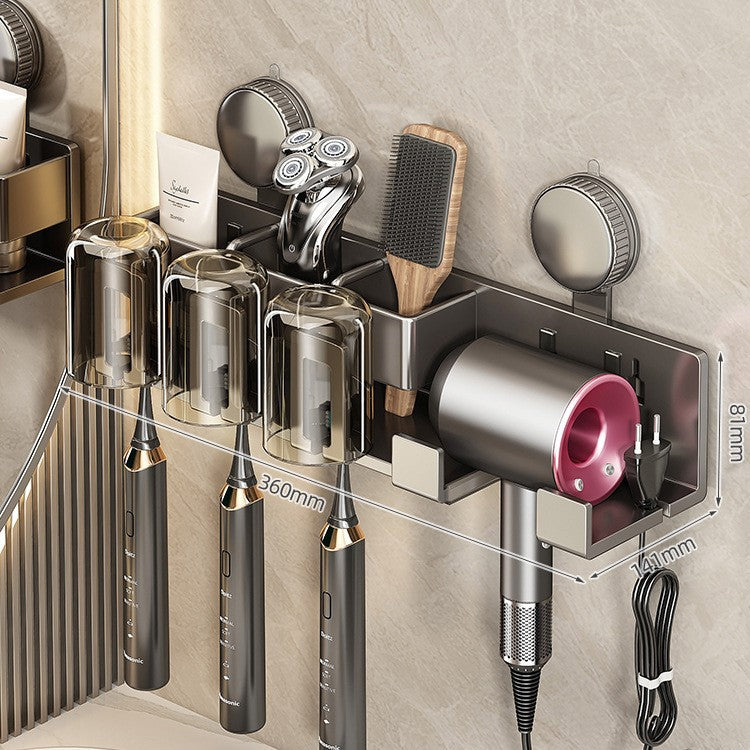 Wall-Mounted Hair Tool Organizer with Storage Compartment Bowlift