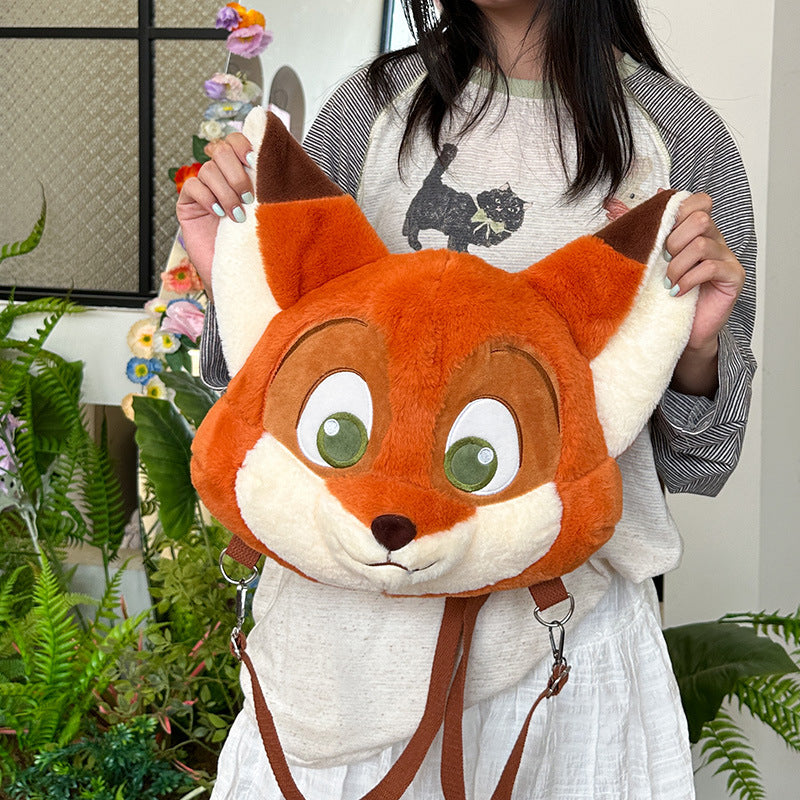Plush backpack with cute fox design Bowlift