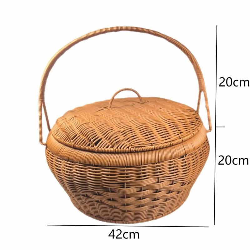 Multi-Layer Woven Picnic Storage Basket Bowlift