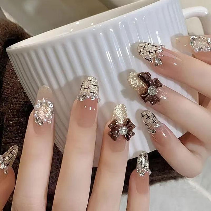 Decorative Press-On Nails with Floral Design Bowlift