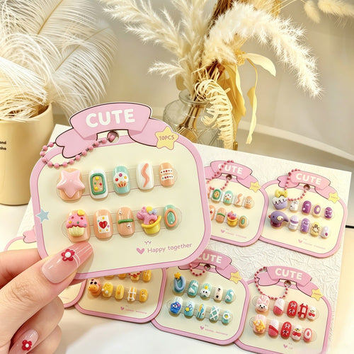 Playful artificial nail set with colorful designs Bowlift