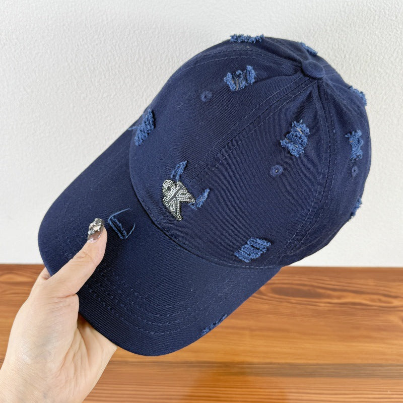 Men's Distressed Adjustable Baseball Cap Bowlift