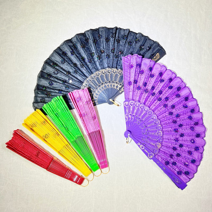 Women's folding fan with artistic decorations Bowlift