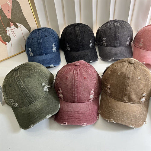 Women's Distressed Denim Baseball Cap Bowlift 1784083631