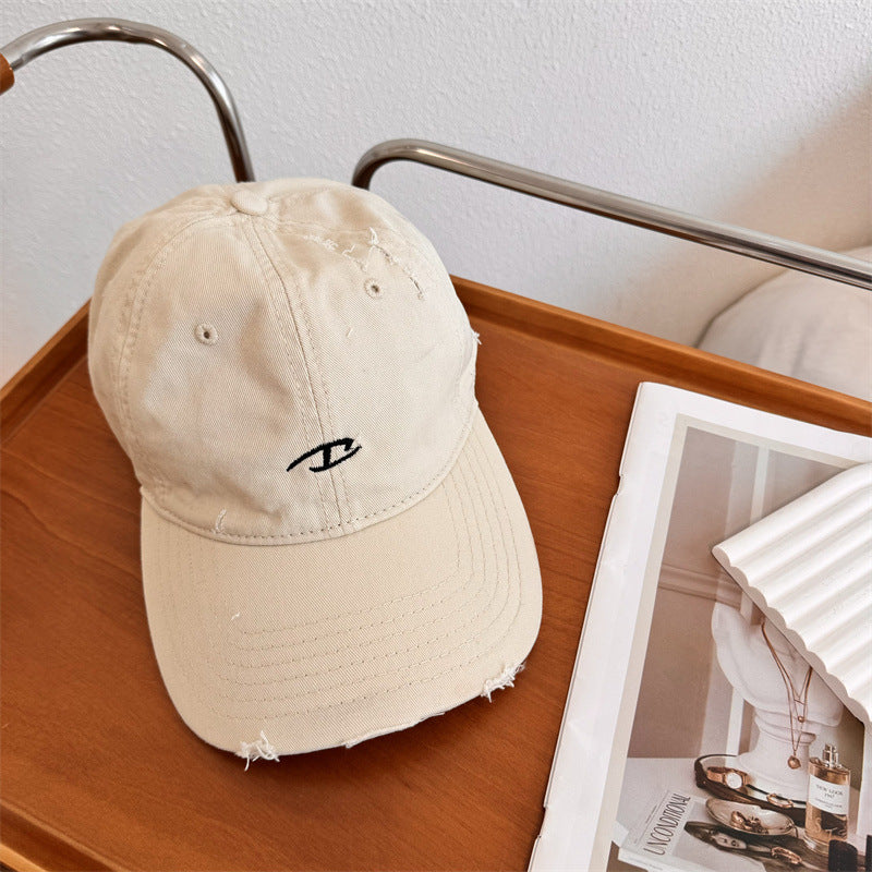 Men's Distressed Cotton Baseball Cap Bowlift