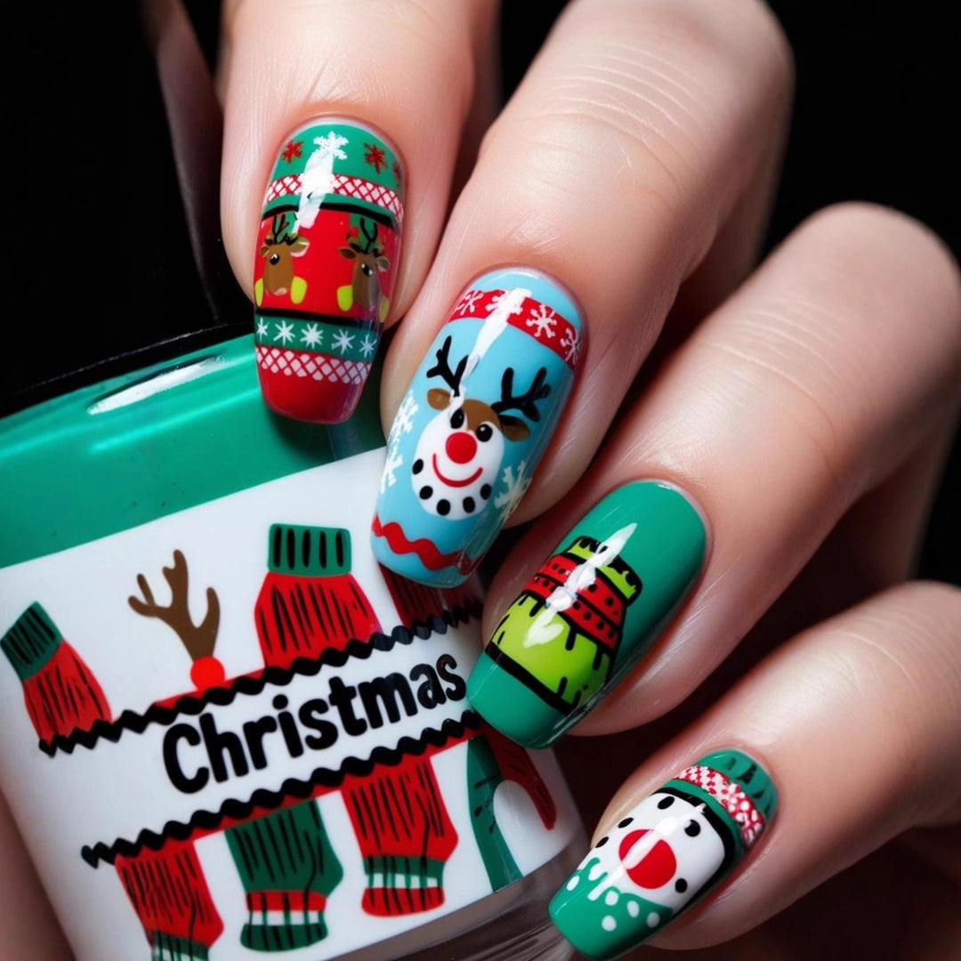 Artificial nails with festive Christmas design Bowlift