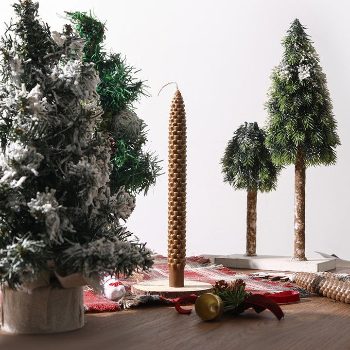 Textured Pinecone-Scale Sculptural Taper Candle