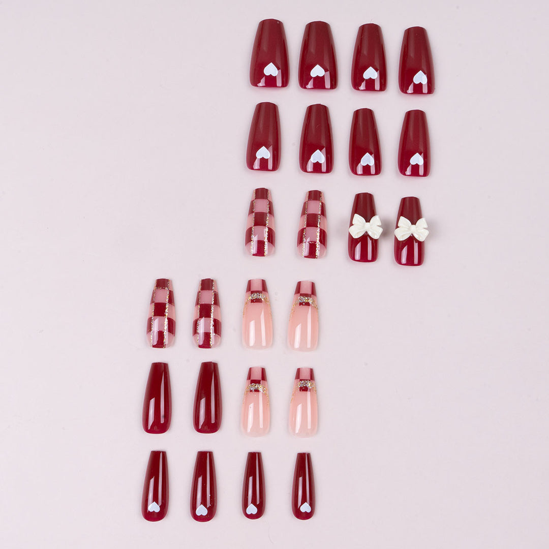 Decorative Press-On Nails with Bow Accents