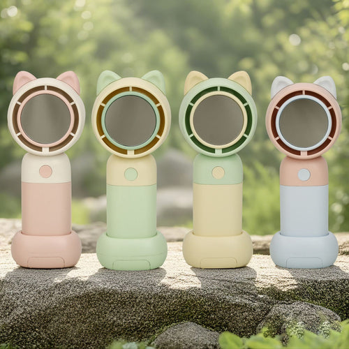 Ladies Portable Hand Fan with Integrated Mirror Function Bowlift