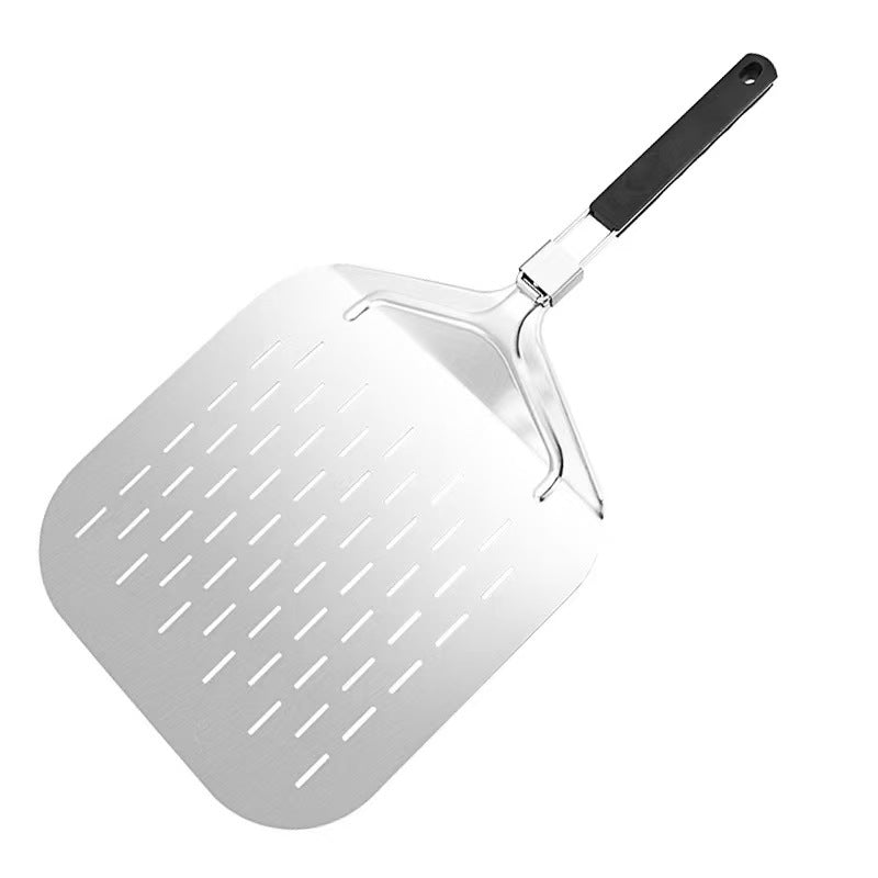 long-handled perforated pizza peel set with wooden handle stainless steel cutter and triangle server Bowlift