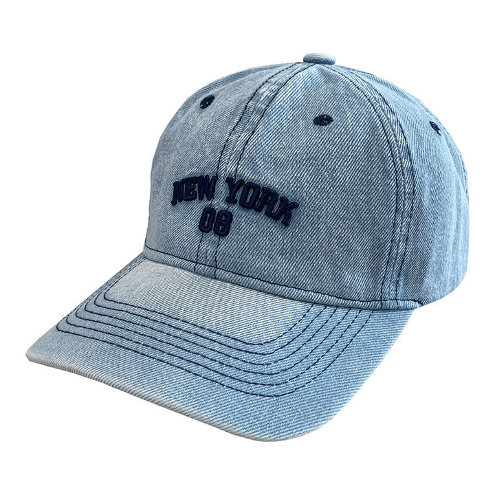 Men's Distressed Denim Baseball Cap Bowlift