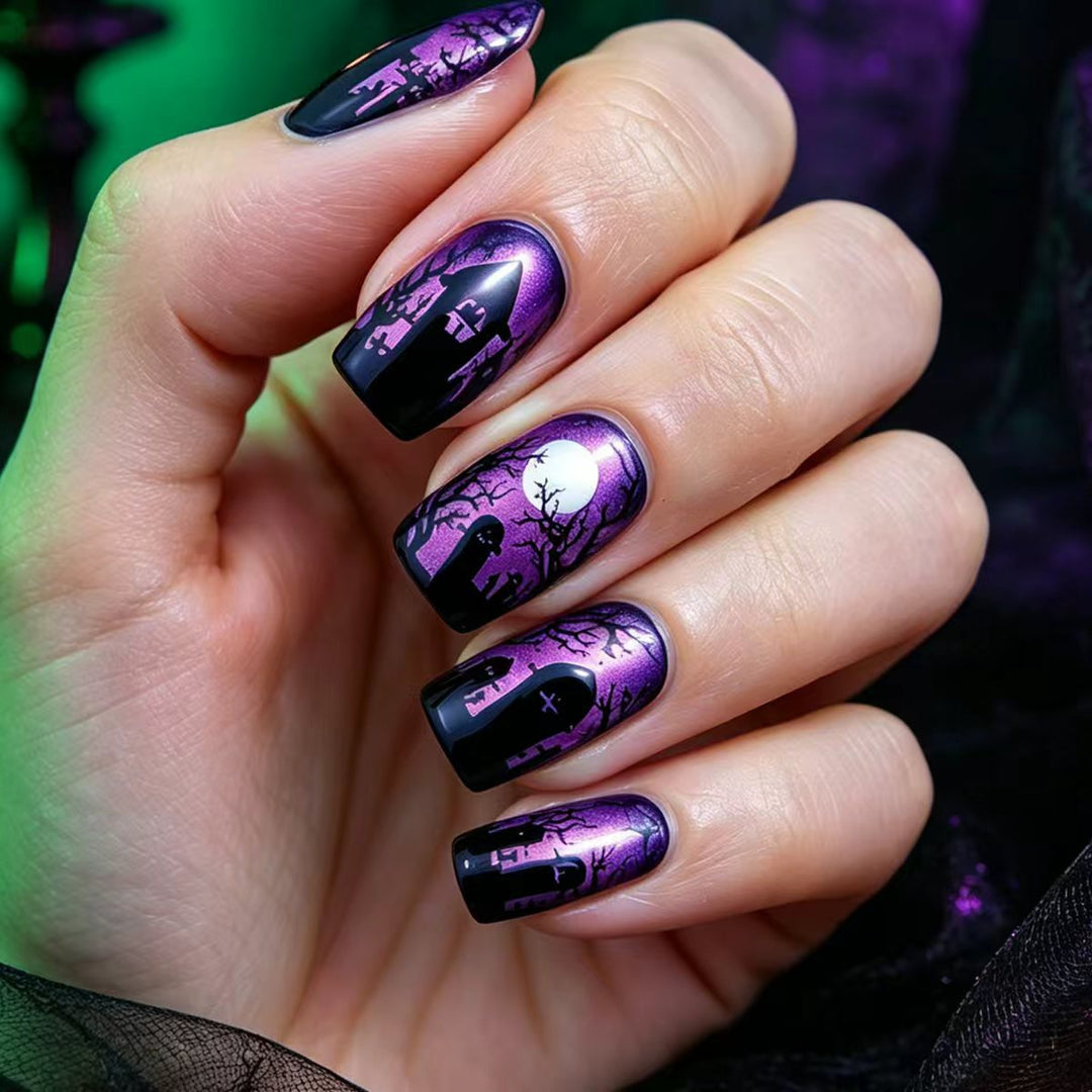 Artificial nails in mystical Halloween style Bowlift