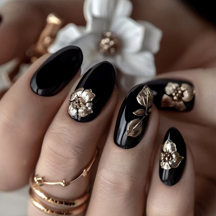 Luxury Floral-Embossed Press-On Nails