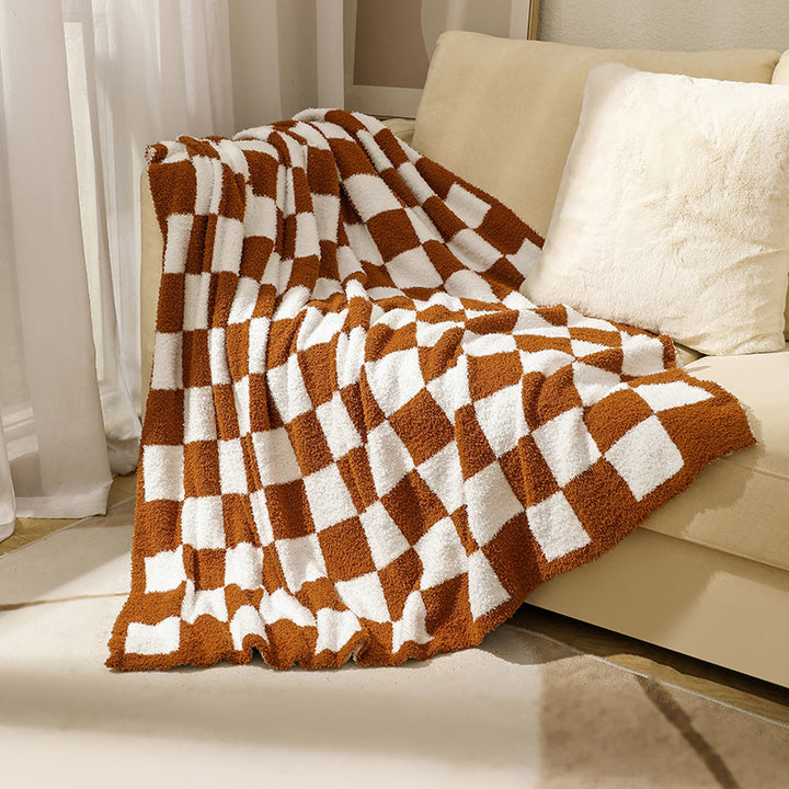 Soft Plush Checkerboard Throw Blanket Bowlift