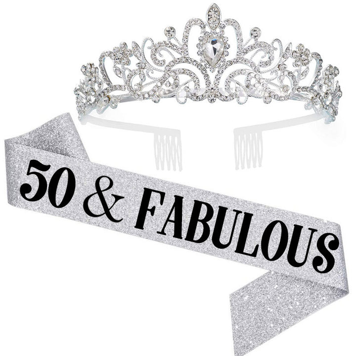 Women's Glamorous Anniversary Crown with Elegant Banner Bowlift