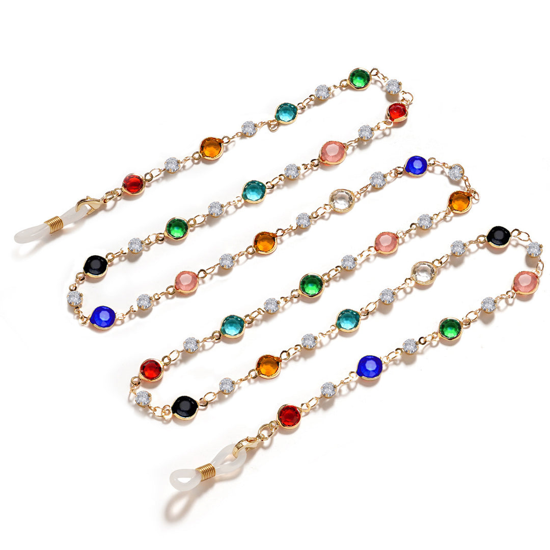 Elegant Rhinestone and Gemstone Eyewear Chain Bowlift