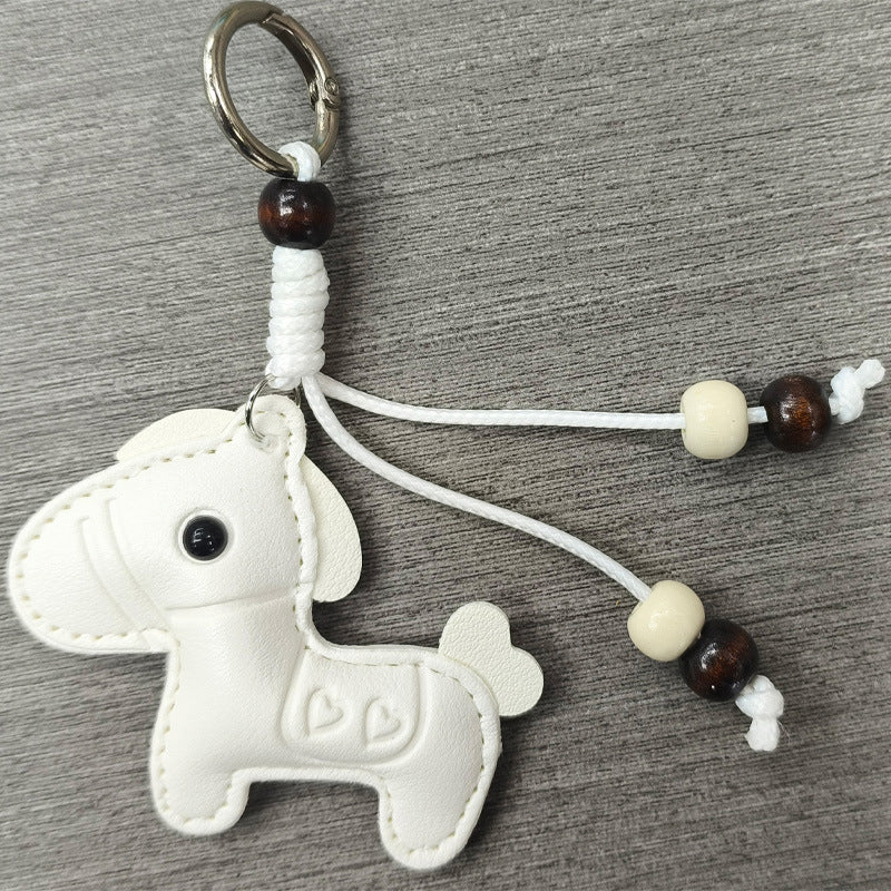 Playful Horse Shaped Leather Keychain Bowlift