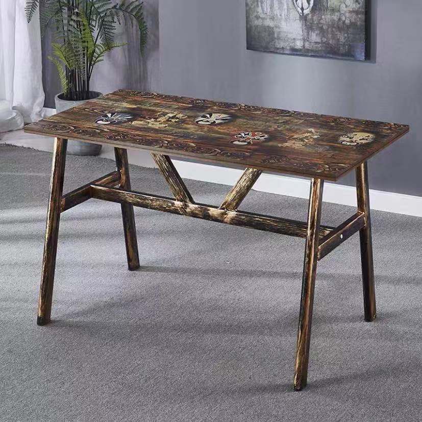 Vintage dining table with custom license plate design Bowlift