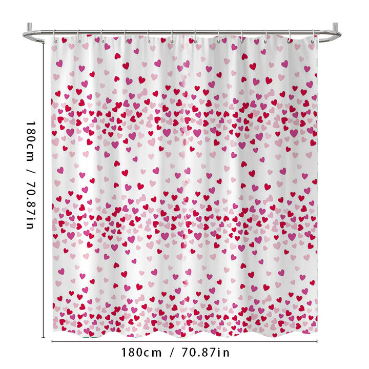 Heart Patterned Shower Curtain Bowlift