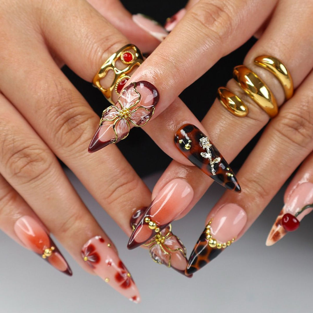 Artistic Decorative Press-On Nail Set Bowlift