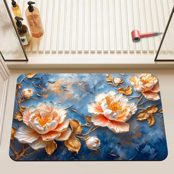 Luxurious Floral Design Bath Mat