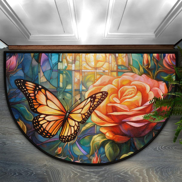 Floral Themed Welcome Mat Bowlift