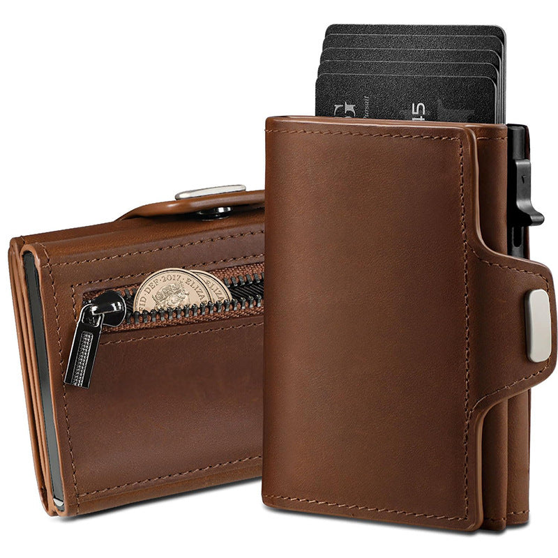 Compact RFID-Blocking Leather Coin Wallet Bowlift