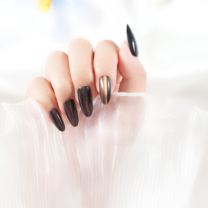 Glossy Metallic Press-On Nail Set Bowlift