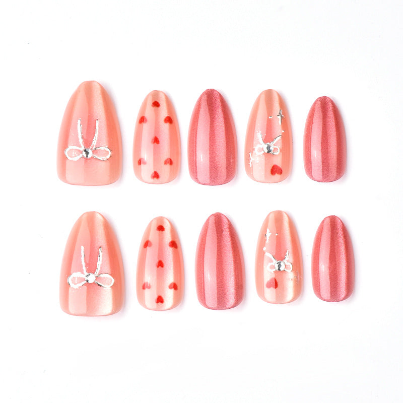 Romantic Heart-Themed Press-On Nail Set