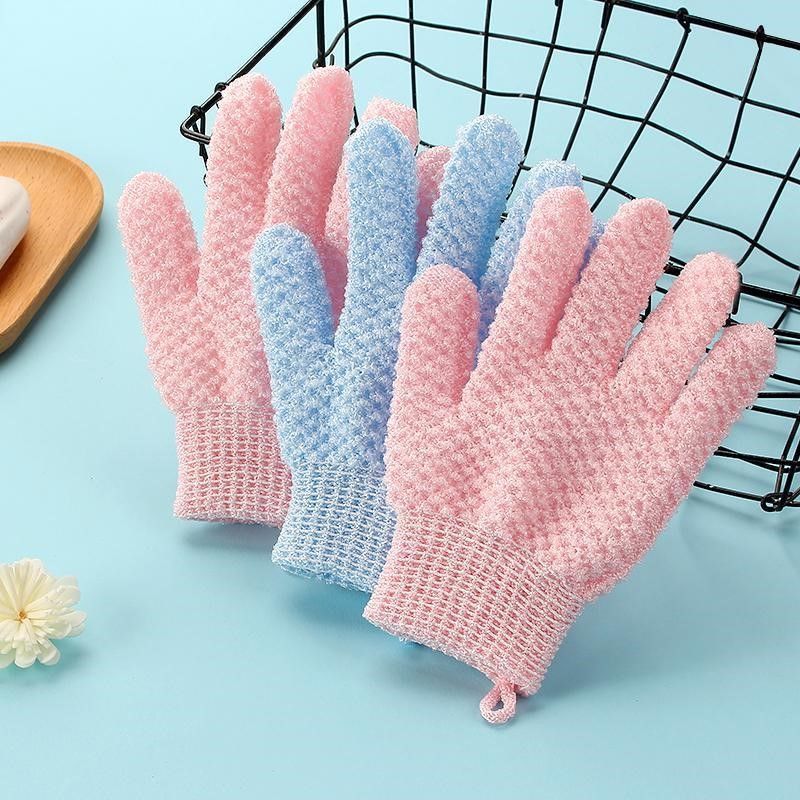 Exfoliating Shower Gloves with Soft Textured Scrub Fabric and Stretchy Elastic Cuff Bowlift