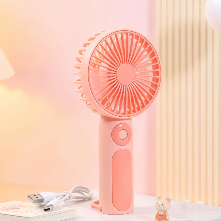 Women's Portable Hand Fan with USB Charging Function and Adjustable Tilt Bowlift