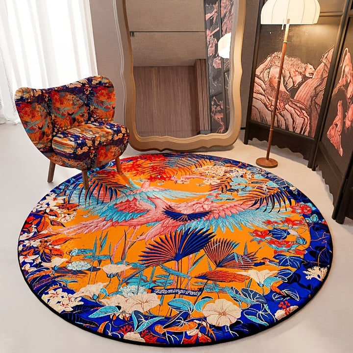 Floral Patterned Round Area Rug Bowlift