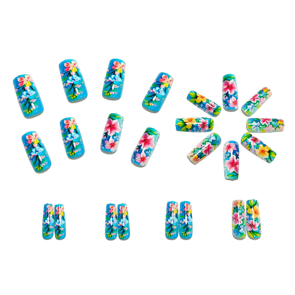 Artificial nail set with flower design and glossy finish Bowlift