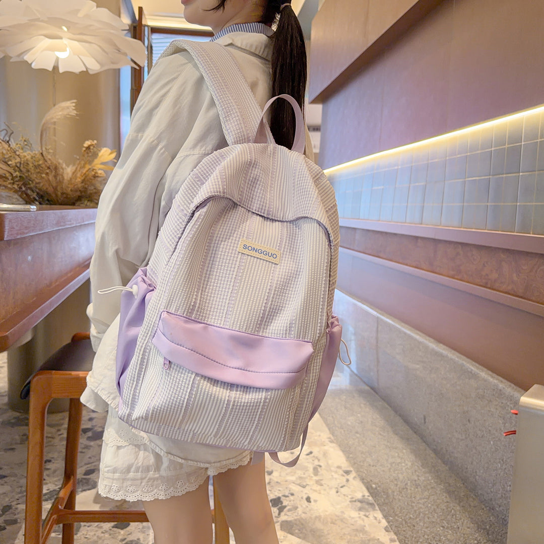 Stylish Striped Design Backpack Bowlift