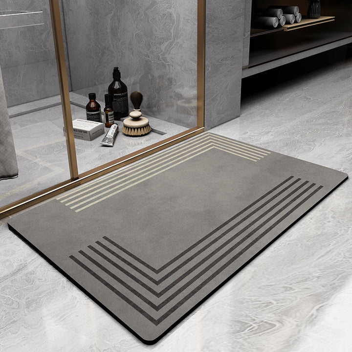 Plush Microfiber Bath Mat with Elegant Stripe Design