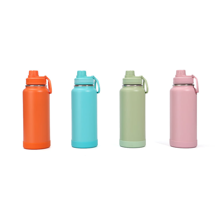Insulated Stainless Steel Wide-Mouth Sport Bottle With Twist-Lock Spillproof Cap And Silicone Base